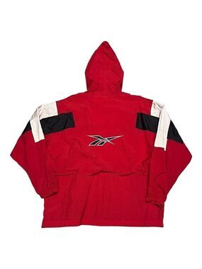 VINTAGE Y2K Reebok Red Light Windbreaker Streetwear Splash Jacket Mens Large